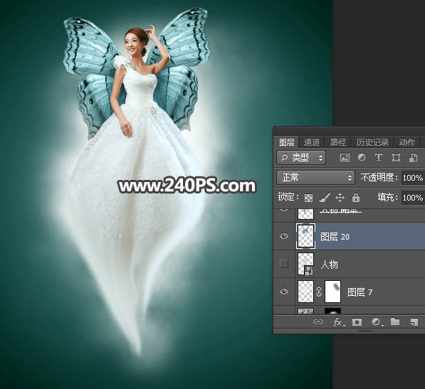 Photoshop合成蓝色风格的蝴蝶仙子出生场景,PS教程,PS家园网