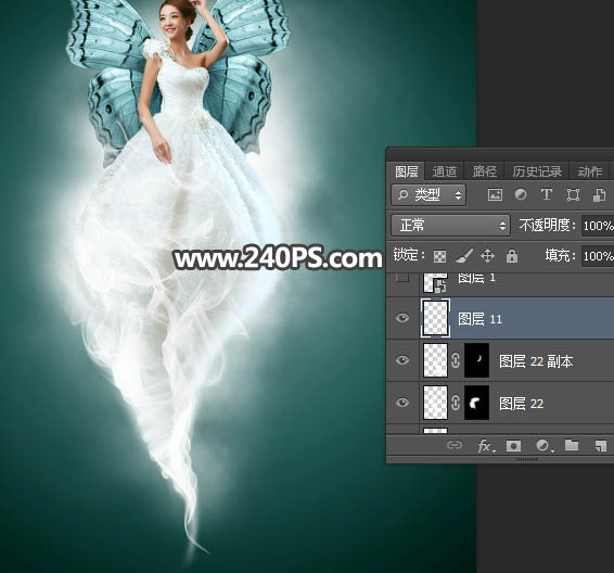 Photoshop合成蓝色风格的蝴蝶仙子出生场景,PS教程,PS家园网