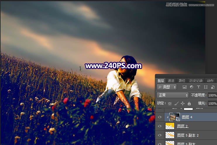 Photoshop给花园的人像照片添加唯美的霞光,PS教程,PS家园网