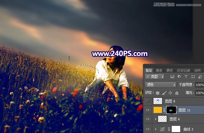 Photoshop给花园的人像照片添加唯美的霞光,PS教程,PS家园网