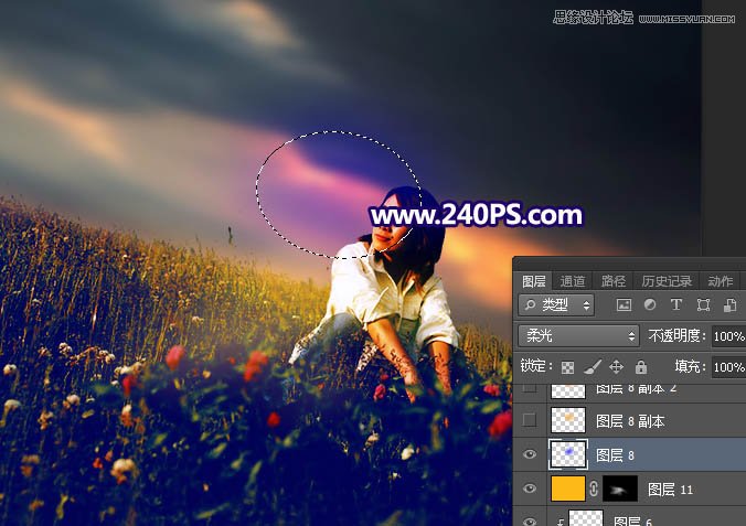 Photoshop给花园的人像照片添加唯美的霞光,PS教程,PS家园网