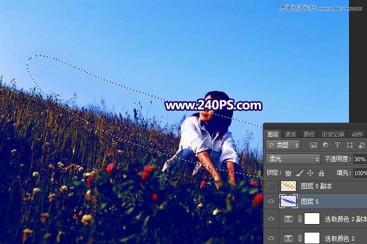 Photoshop给花园的人像照片添加唯美的霞光,PS教程,PS家园网