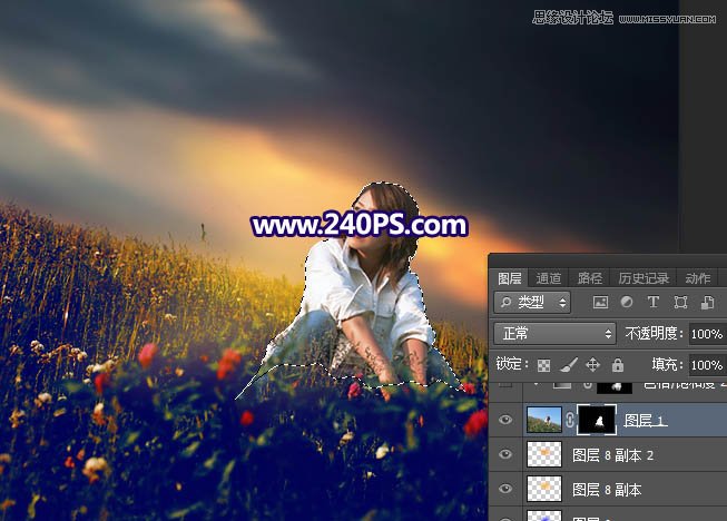 Photoshop给花园的人像照片添加唯美的霞光,PS教程,PS家园网