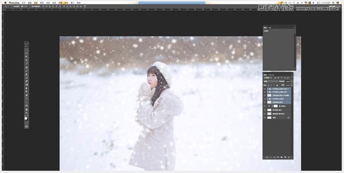 Photoshop给冬季外景照片添加下雪效果图,PS教程,PS家园网