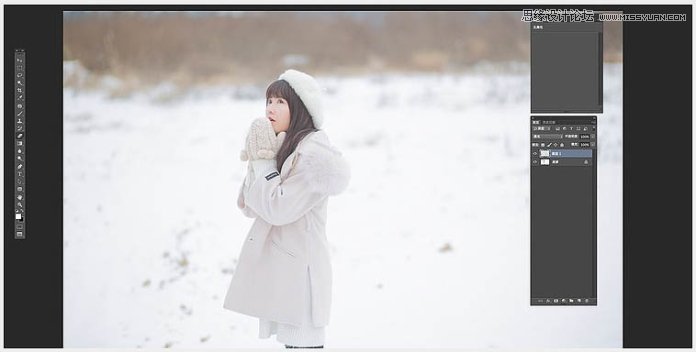 Photoshop给冬季外景照片添加下雪效果图,PS教程,PS家园网
