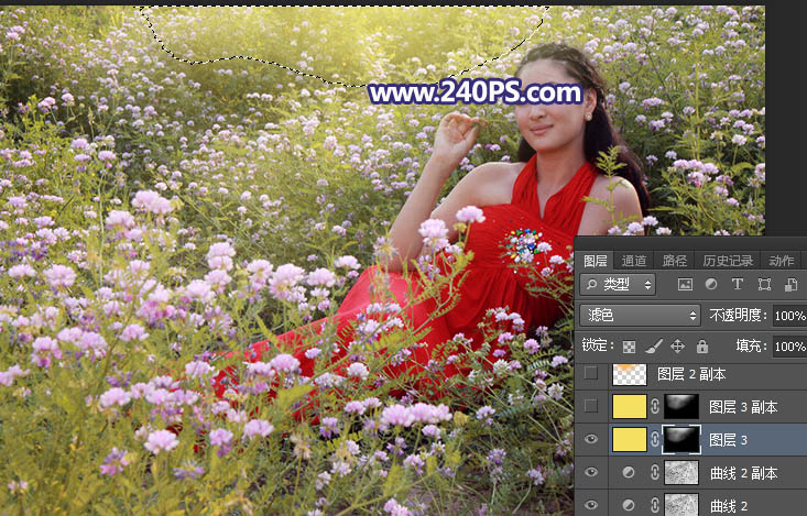 Photoshop给花园中的女孩添加丁达尔光线效果,PS教程,PS家园网