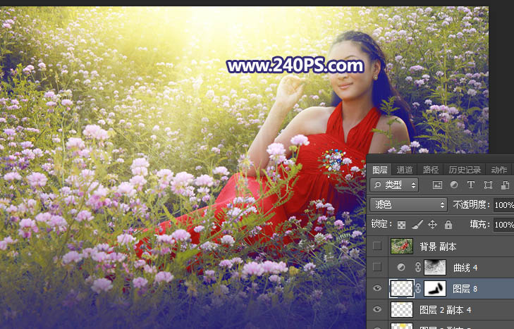 Photoshop给花园中的女孩添加丁达尔光线效果,PS教程,PS家园网