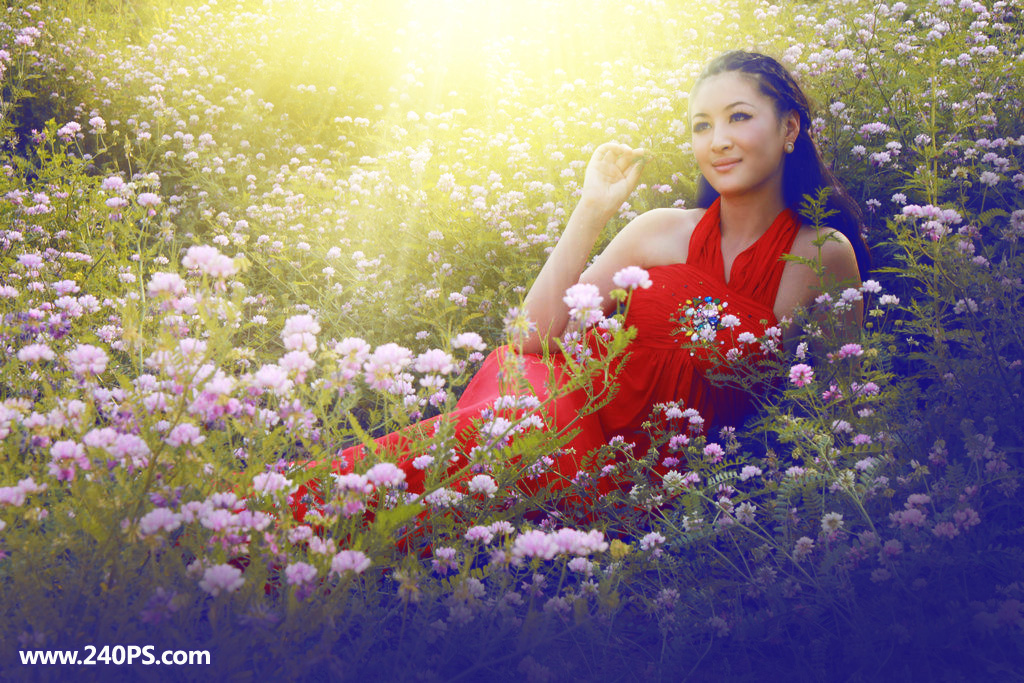 Photoshop给花园中的女孩添加丁达尔光线效果,PS教程,PS家园网