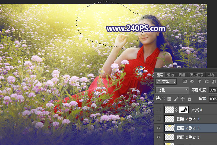 Photoshop给花园中的女孩添加丁达尔光线效果,PS教程,PS家园网