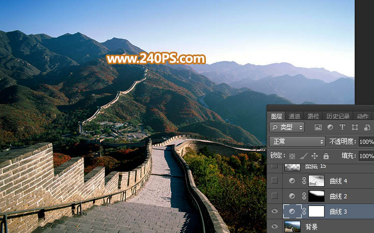 Photoshop给长城照片添加夕阳美景效果,PS教程,PS家园网