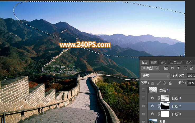 Photoshop给长城照片添加夕阳美景效果,PS教程,PS家园网