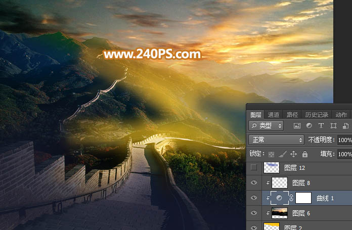 Photoshop给长城照片添加夕阳美景效果,PS教程,PS家园网