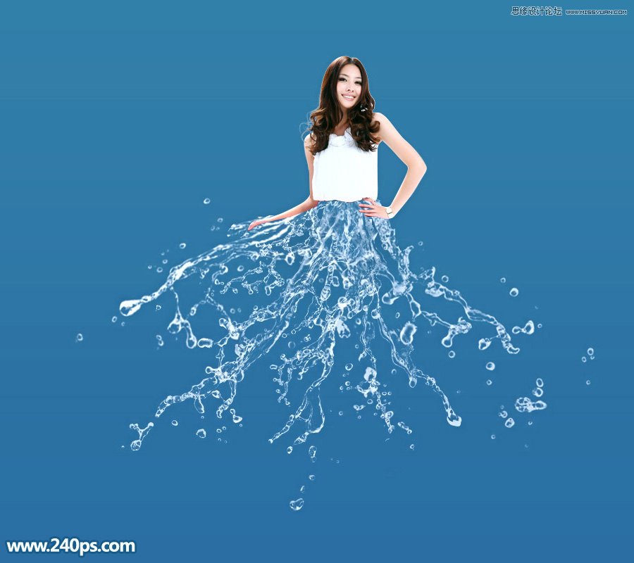 Photoshop制作晶莹剔透的人像水裙效果图,PS教程,PS家园网