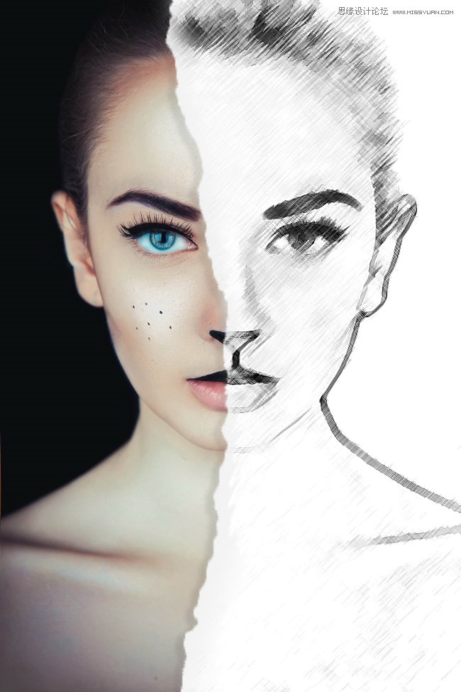 Photoshop制作人像照片半素描绘画效果,PS教程,PS家园网