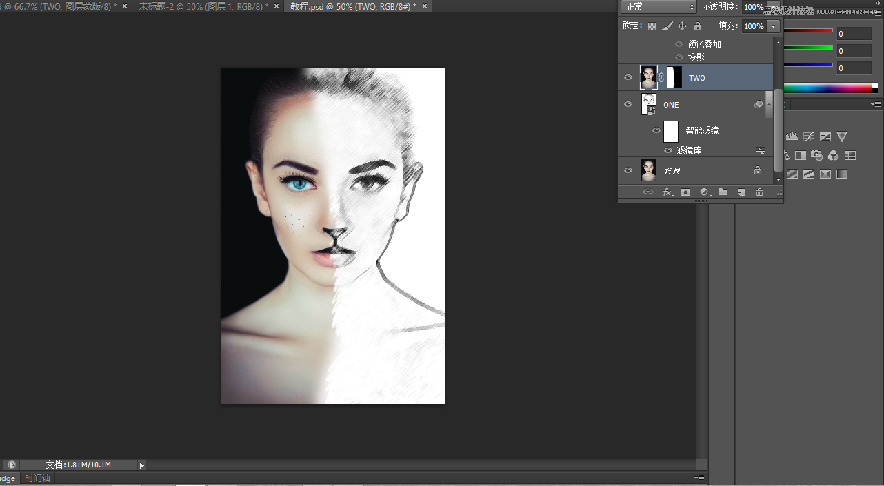 Photoshop制作人像照片半素描绘画效果,PS教程,PS家园网