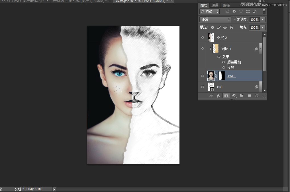 Photoshop制作人像照片半素描绘画效果,PS教程,PS家园网