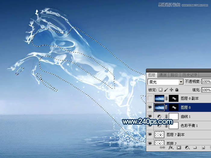 Photoshop制作从水面飞起的创意水马效果,PS教程,PS家园网