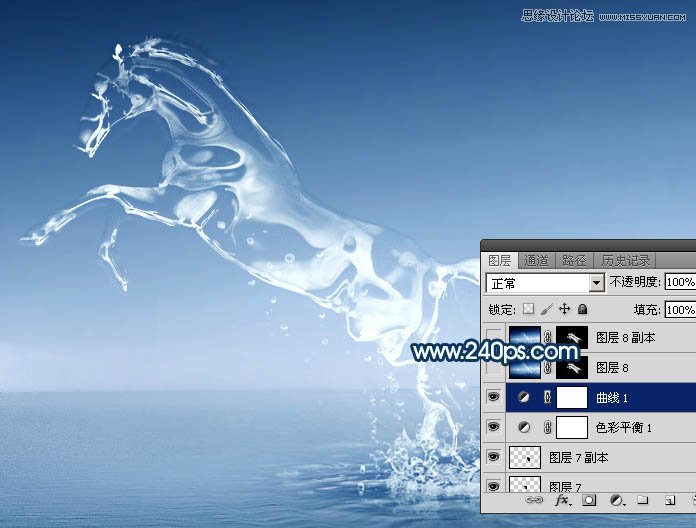 Photoshop制作从水面飞起的创意水马效果,PS教程,PS家园网