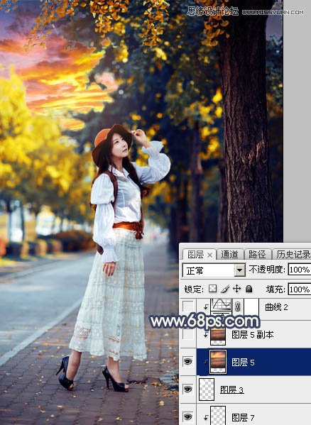 Photoshop给外景人像添加金黄色夕阳效果,PS教程,PS家园网