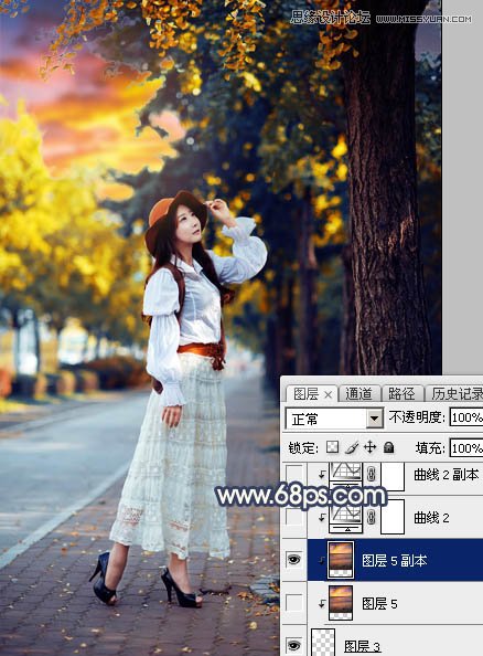 Photoshop给外景人像添加金黄色夕阳效果,PS教程,PS家园网