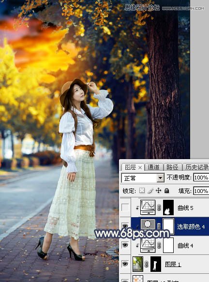 Photoshop给外景人像添加金黄色夕阳效果,PS教程,PS家园网