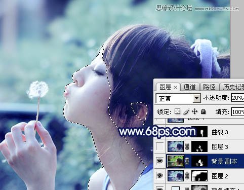 Photoshop调出外景果子照片梦幻蓝色调