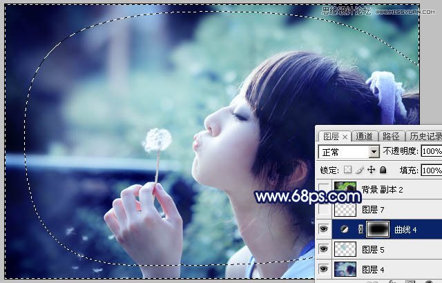 Photoshop调出外景果子照片梦幻蓝色调