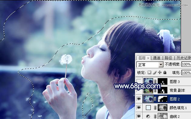 Photoshop调出外景果子照片梦幻蓝色调