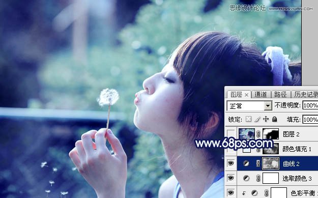Photoshop调出外景果子照片梦幻蓝色调
