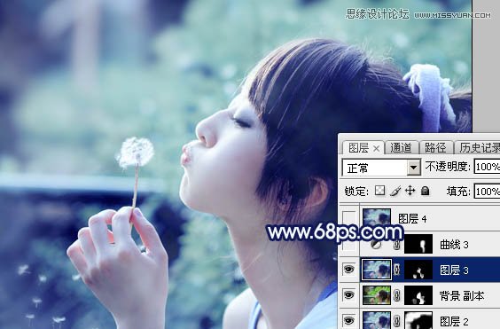 Photoshop调出外景果子照片梦幻蓝色调