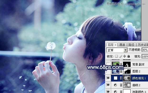 Photoshop调出外景果子照片梦幻蓝色调