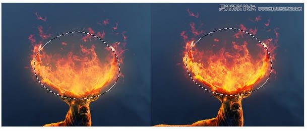 Photoshop合成头顶火焰燃烧效果的森林鹿王