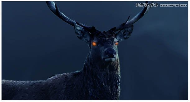 Photoshop合成头顶火焰燃烧效果的森林鹿王