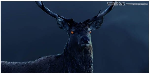 Photoshop合成头顶火焰燃烧效果的森林鹿王