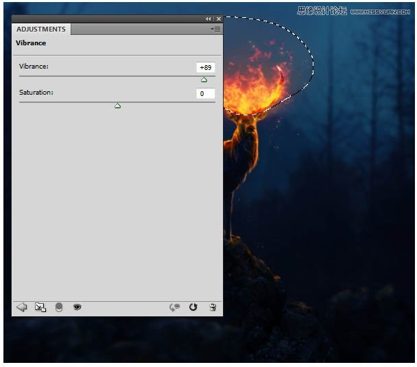 Photoshop合成头顶火焰燃烧效果的森林鹿王