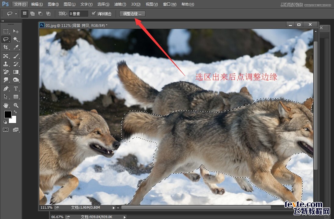 Photoshop合成从冰雪中冲出的狼特效