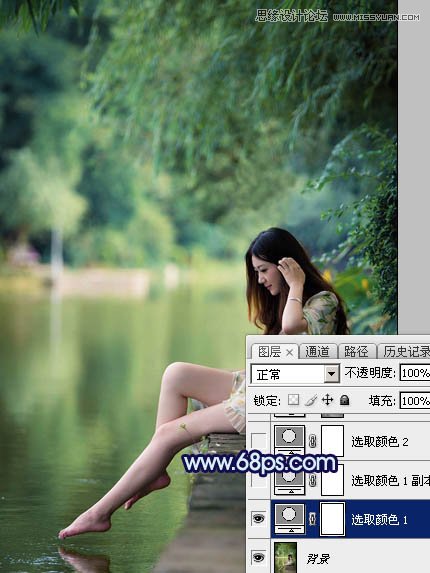 Photoshop调出河边女孩梦幻的深蓝效果