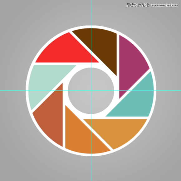 Photoshop精准的设计八度旋转的相机镜头图标