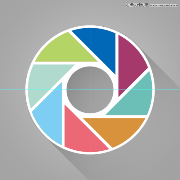 Photoshop精准的设计八度旋转的相机镜头图标