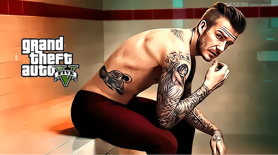 Photoshop巧用滤镜把真人处理成GTA5效果