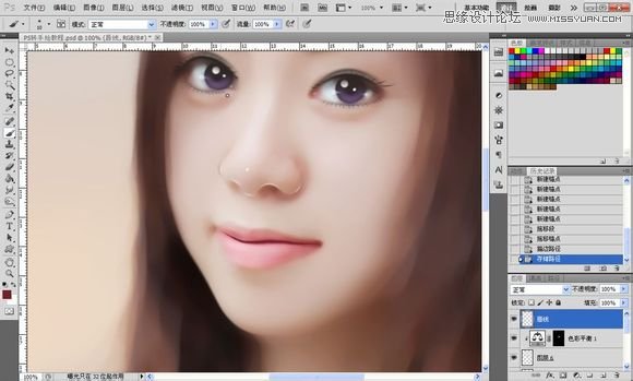 Photoshop为美女照片转成唯美的手绘鲜果