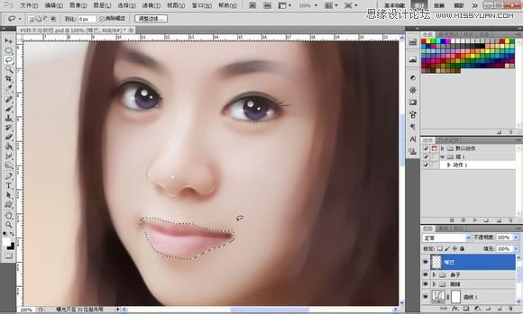 Photoshop为美女照片转成唯美的手绘鲜果