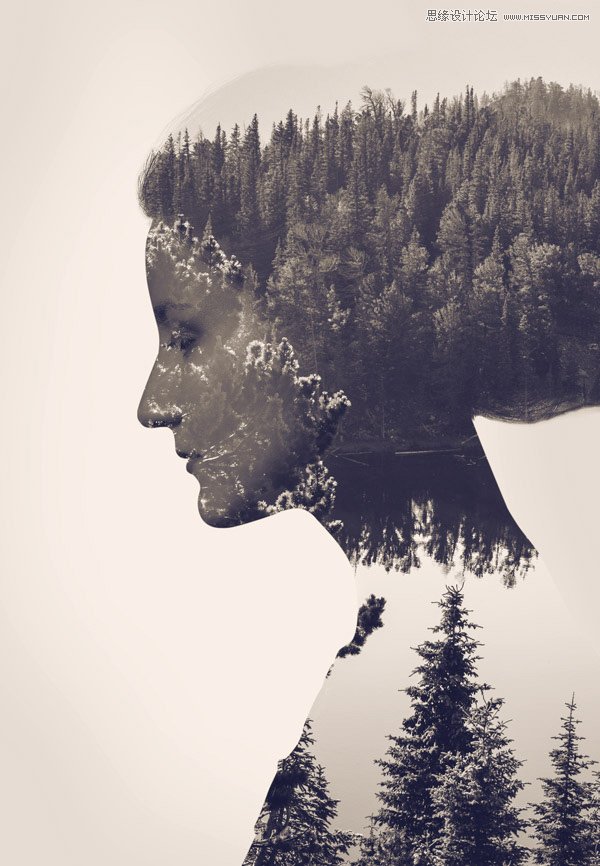 Photoshop制作人像和风景照片双重曝光效果