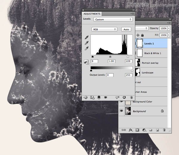 Photoshop制作人像和风景照片双重曝光效果