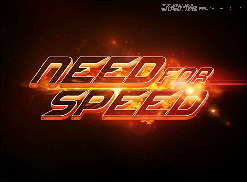 Photoshop制作创意的动感火焰立体字