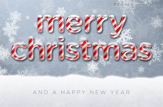 Photoshop设计圣诞节糖果风格的艺术字