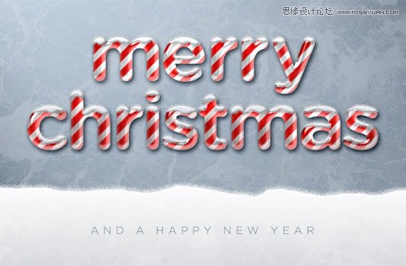 Photoshop设计圣诞节糖果风格的艺术字