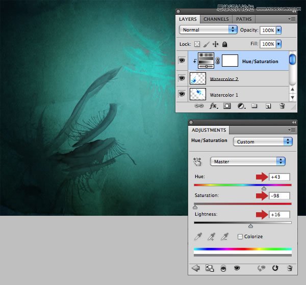 Photoshop合成从水花中冲出的海边美女