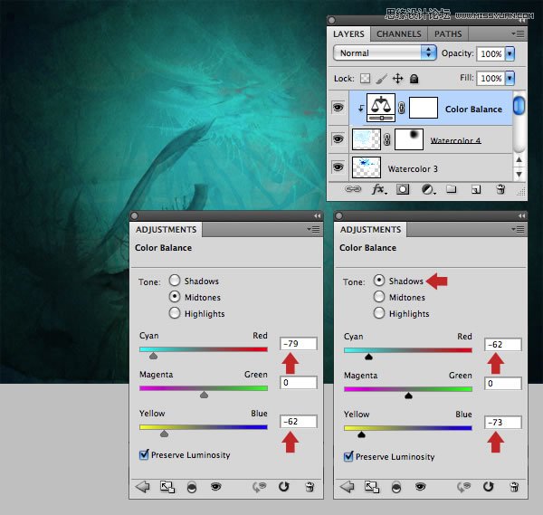 Photoshop合成从水花中冲出的海边美女