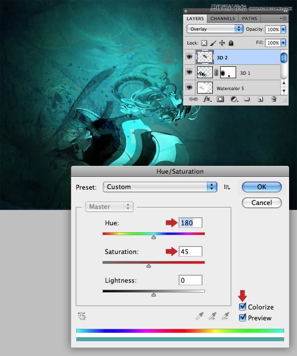 Photoshop合成从水花中冲出的海边美女
